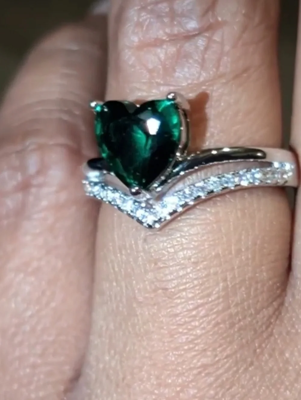 Lab-Created Emerald Green3ct Heart Cut Women's Engagement Ring White Gold Plated